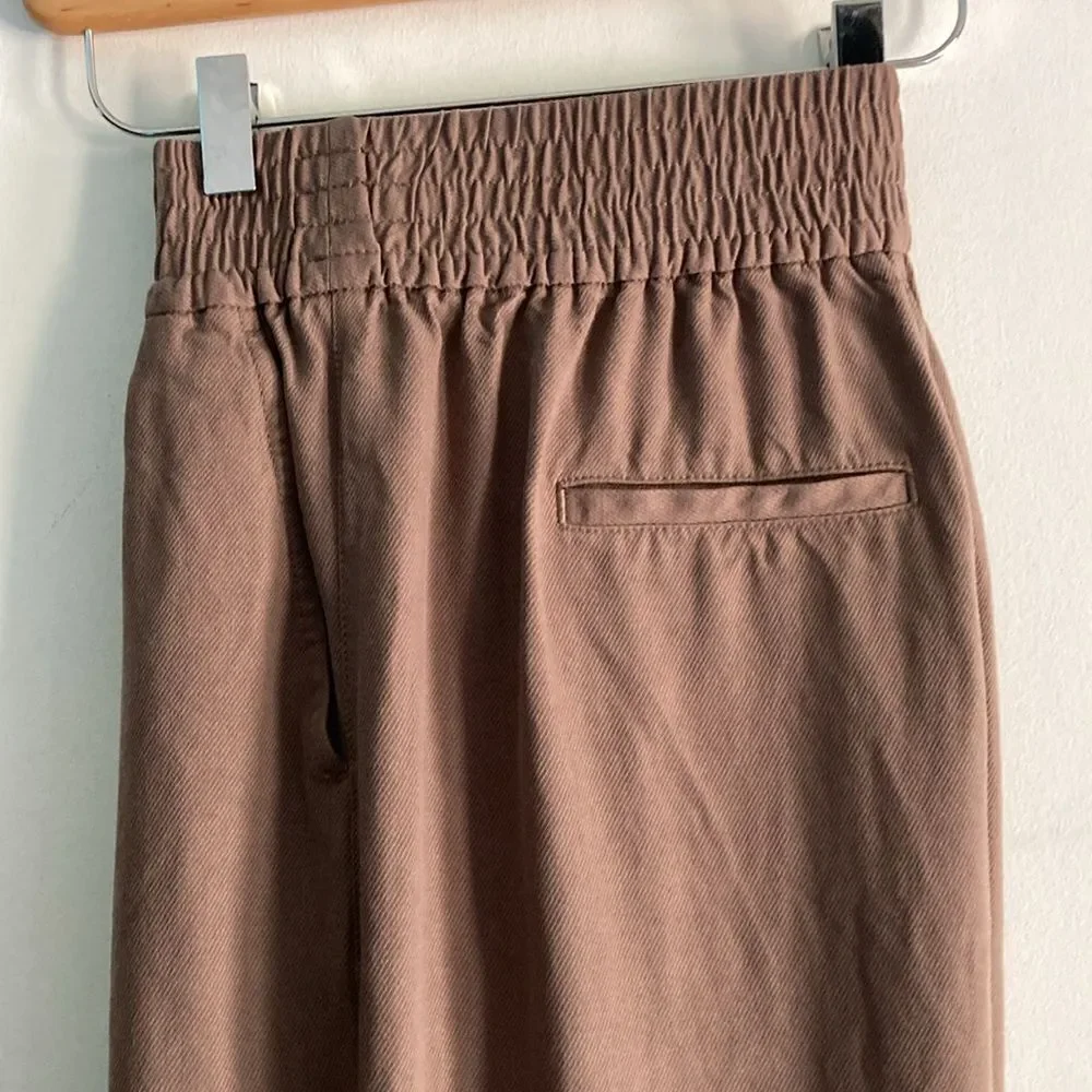 Madewell Size XS Drapeweave Carly Wide Leg Pull On Pants Castle Rock Light Brown